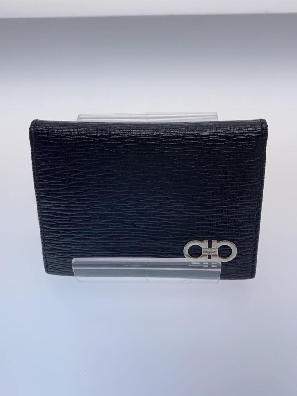 Salvatore Ferragamo Card Case Wallet Leather Black Gancini